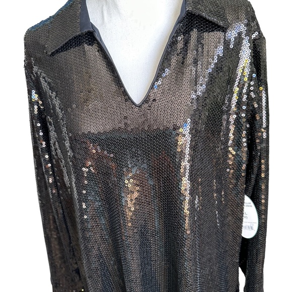 Scoop Black Sequins Collar Shirt Dress Size XXL (20) - Picture 7 of 17
